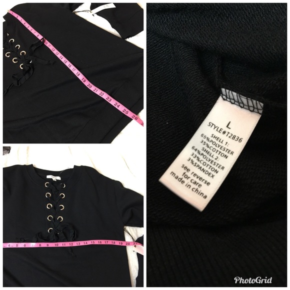 Stylish lace-up v neck sweatshirt, new with tags - Picture 8 of 8
